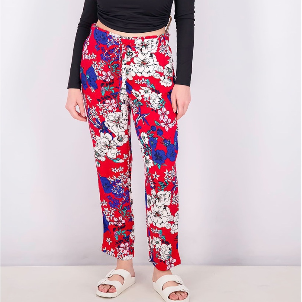 Mango Floral pants with tie
